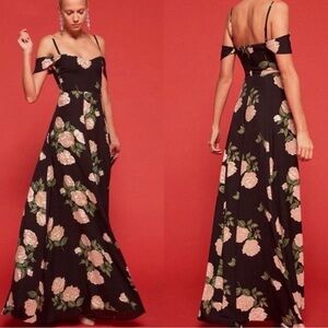 Reformation Floral Black Maxi Dress